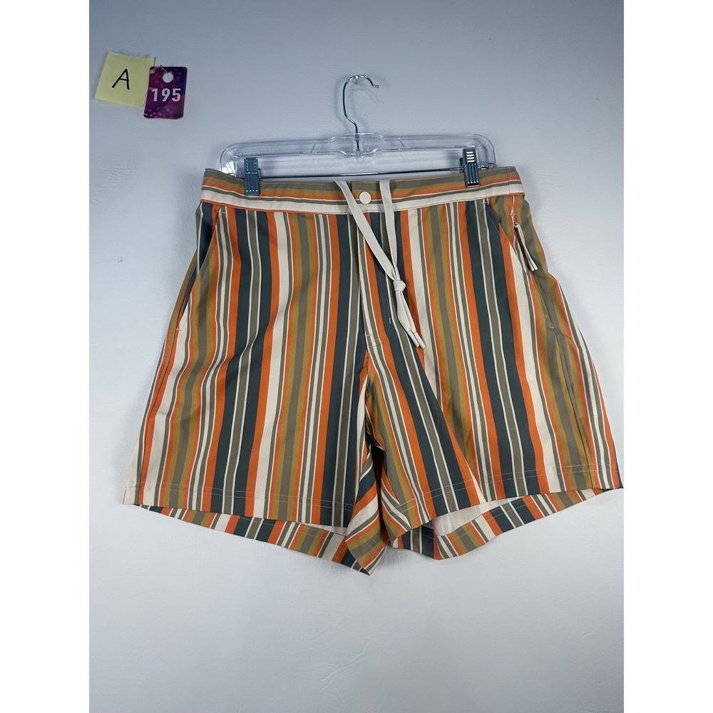 VRST Resort 6" Short Mens M Orange Multi Stripe Relaxed Fit Beach Summer Cabana
